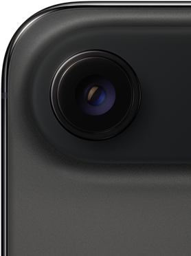 iPhone Air, parte trasera, negro espacial, esquina superior redondeada, sistema de cámara Fusion de un solo lente