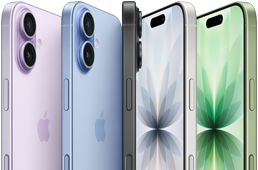 iPhone 17, parte frontal, parte trasera, parte lateral, cinco colores: lavanda, azul neblina, negro, blanco y salvia.