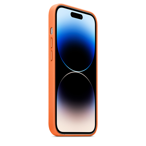 Apple leather case orange 14 pro 6