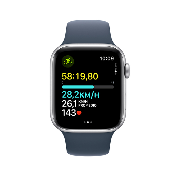 Apple watch se gps 44mm silver aluminum storm blue sport band 6