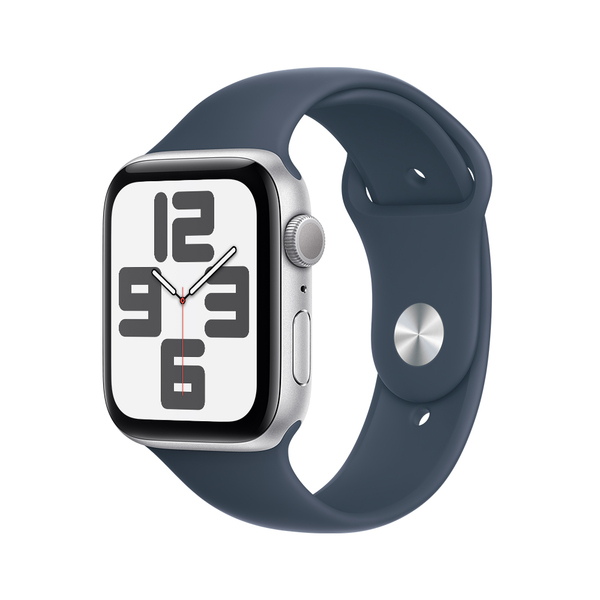 Apple watch se gps 44mm silver aluminum storm blue sport band 1