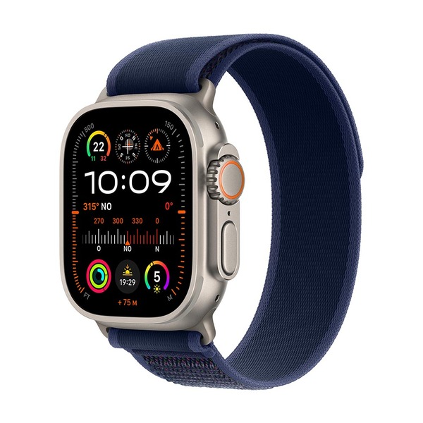 Apple watch ultra 2 49mm natural titanium trail loop blue 1