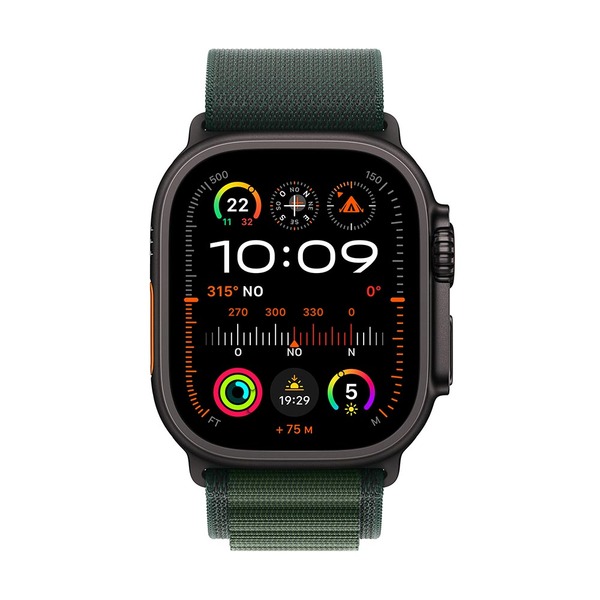 Apple watch ultra 2 49mm black titanium alpine loop dark green 2