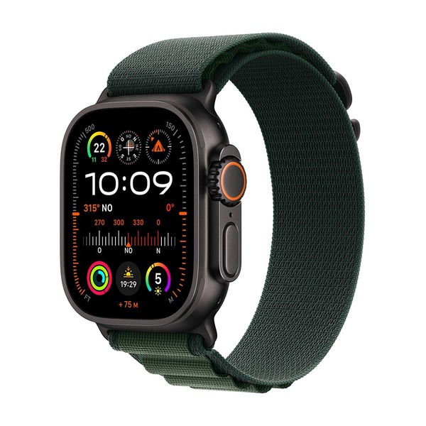 Apple watch ultra 2 49mm black titanium alpine loop dark green 1