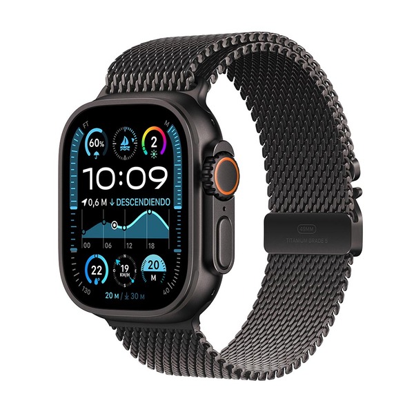 Apple watch ultra 2 49mm black titanium milanese loop black 1
