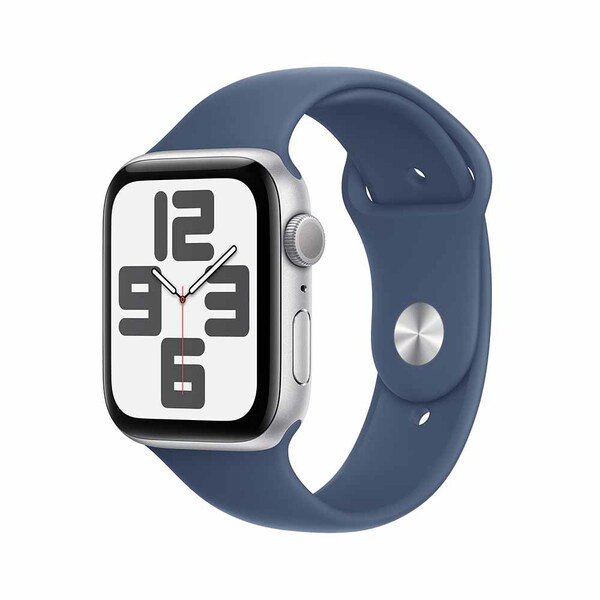 Apple watch se 44mm gps silver aluminum sport band denim 1