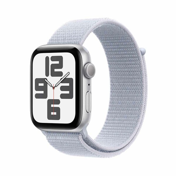 Apple watch se 44mm gps silver aluminum sport loop blue cloud 1