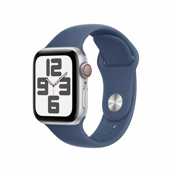 Apple watch se 40mm lte silver aluminum sport band denim 1