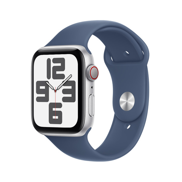Apple watch se 44mm lte silver aluminum sport band denim 1