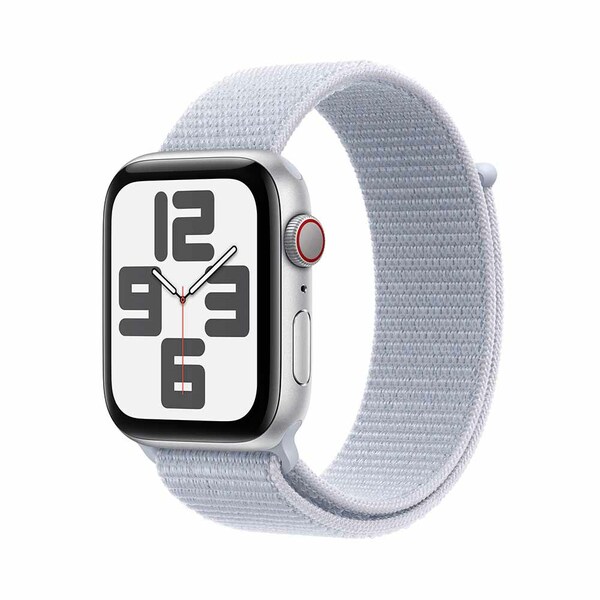 Apple watch se 44mm lte silver aluminum sport loop blue cloud 1