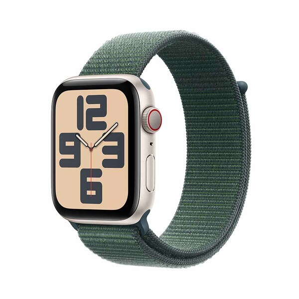Apple watch se 44mm lte starlight aluminum sport loop lake green 1