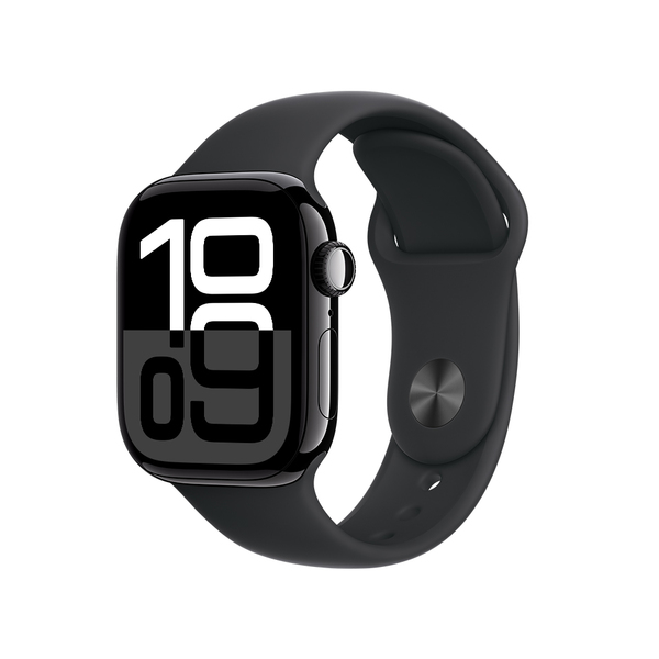 Apple watch series 10 42mm gps jet black aluminum sport band black 1