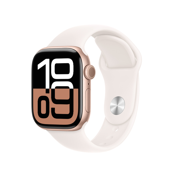 Apple watch series 10 42mm gps rose gold aluminum sport band light blush 1