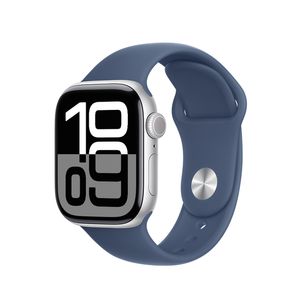 Apple watch series 10 42mm gps silver aluminum sport band denim 1