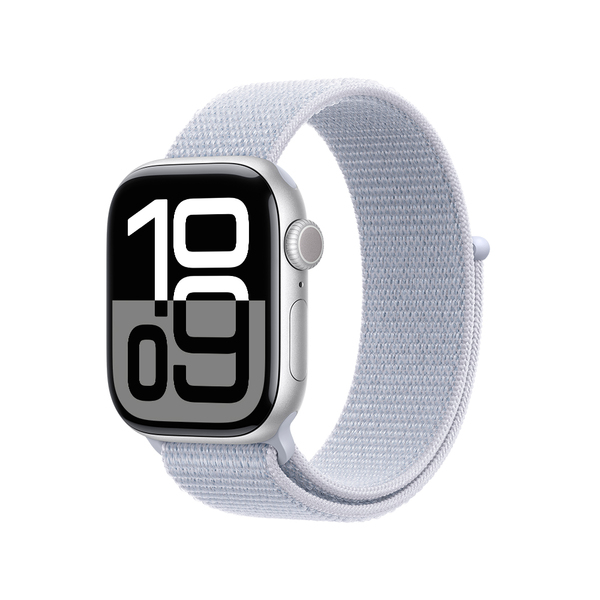 Apple watch series 10 42mm gps silver aluminum sport loop blue cloud 1