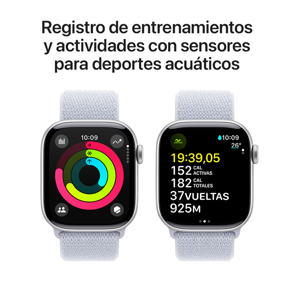 Apple watch series 10 42mm gps silver aluminum sport loop blue cloud 4