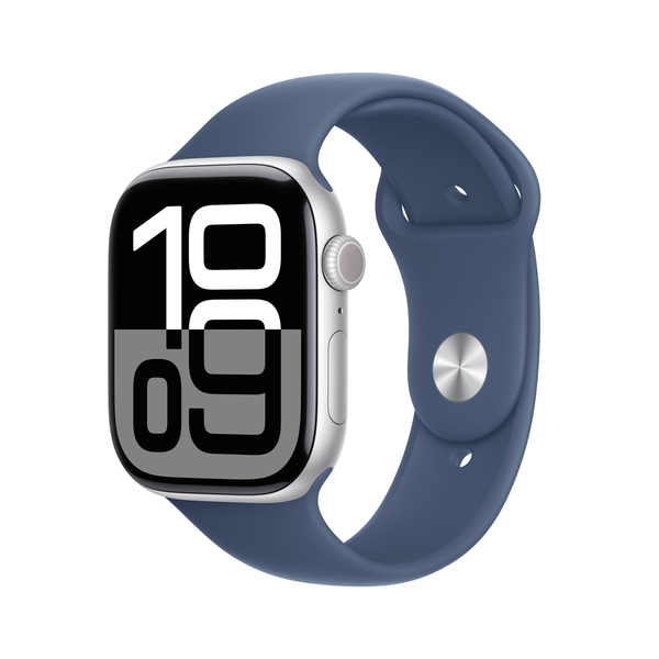 Apple watch series 10 46mm gps silver aluminum sport band denim 1