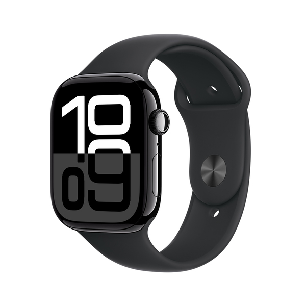 Apple watch series 10 46mm gps jet black aluminum sport band black 1