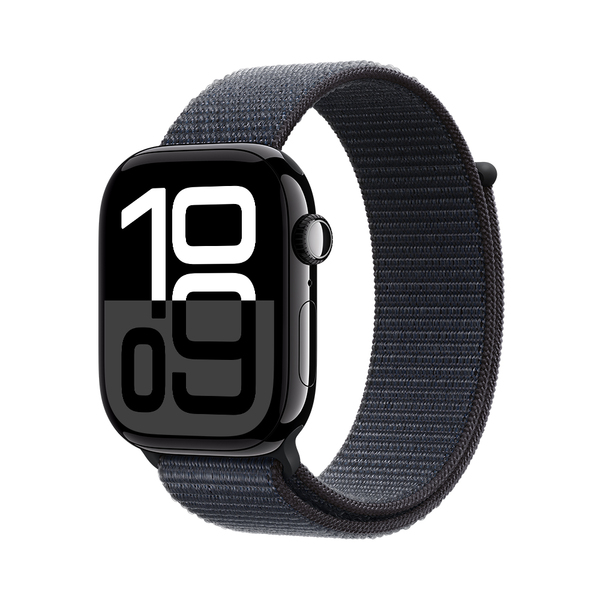Apple watch series 10 46mm gps jet black aluminum sport loop ink 1