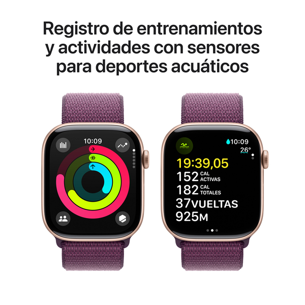 Apple watch series 10 46mm gps rose gold aluminum sport loop plum 4