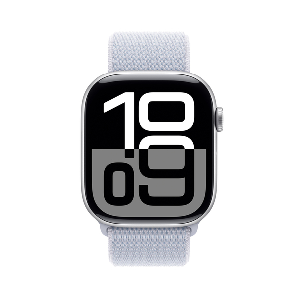 Apple watch series 10 46mm gps silver aluminum sport loop blue cloud 2