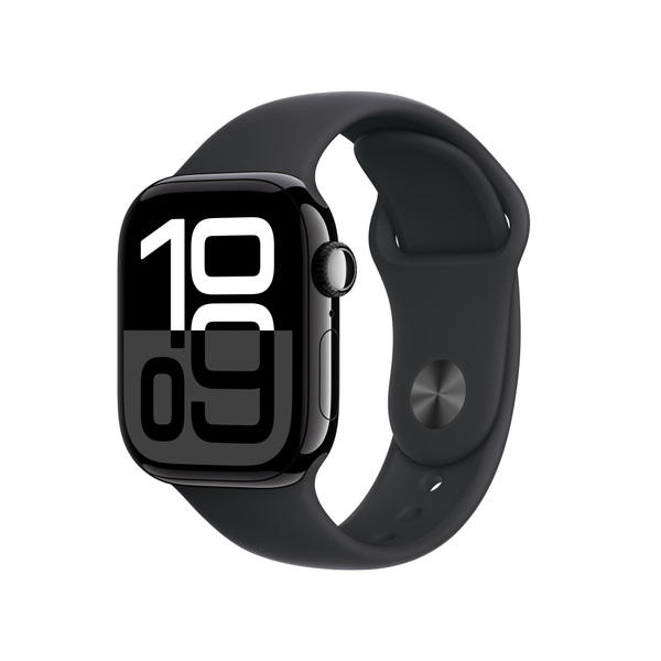Apple watch series 10 42mm lte jet black aluminum sport band black 1