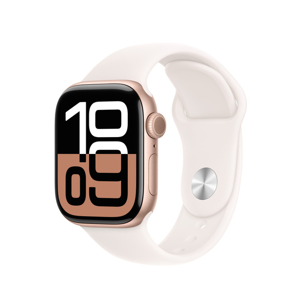 Apple watch series 10 42mm lte rose gold aluminum sport band light blush 1