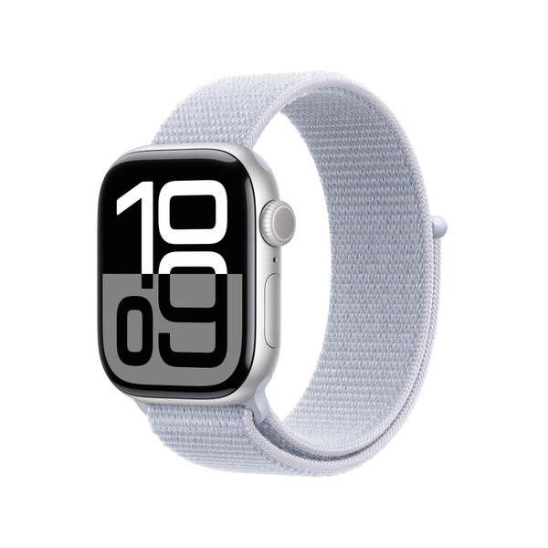 Apple watch series 10 42mm lte silver aluminum sport loop blue cloud 1