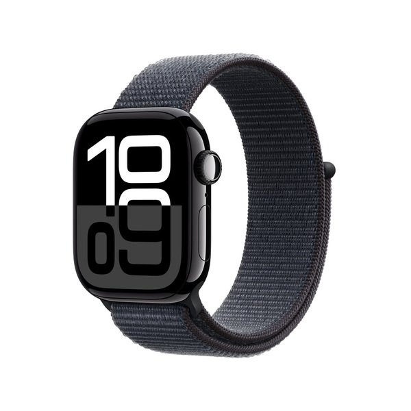 Apple watch series 10 42mm lte jet black aluminum sport loop ink 1
