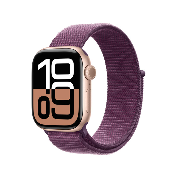 Apple watch series 10 42mm lte rose gold aluminum sport loop plum 1