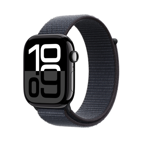 apple watch series 10 46mm lte jet black aluminum sport loop ink 1