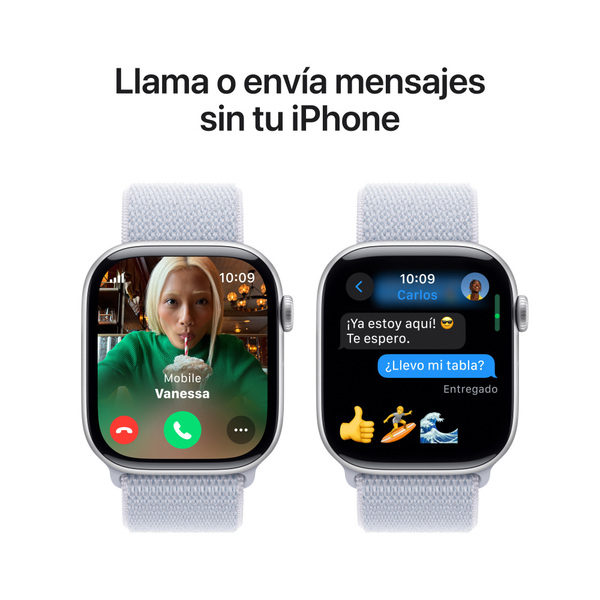 Apple watch series 10 46mm lte silver aluminum sport loop blue cloud 7