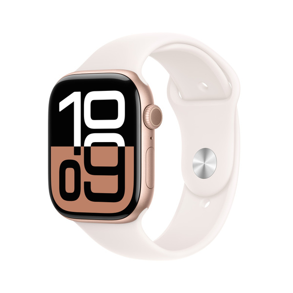 Apple watch series 10 46mm lte rose gold aluminum sport band light blush 1
