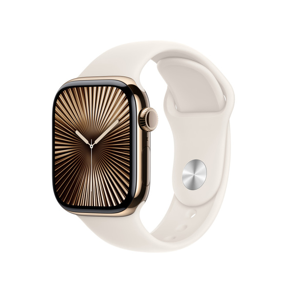 Apple watch series 10 42mm lte gold titanium sport band starlight 1
