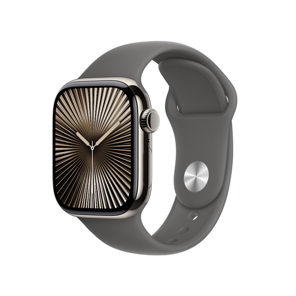Apple watch series 10 42mm lte natural titanium sport band stone gray 1