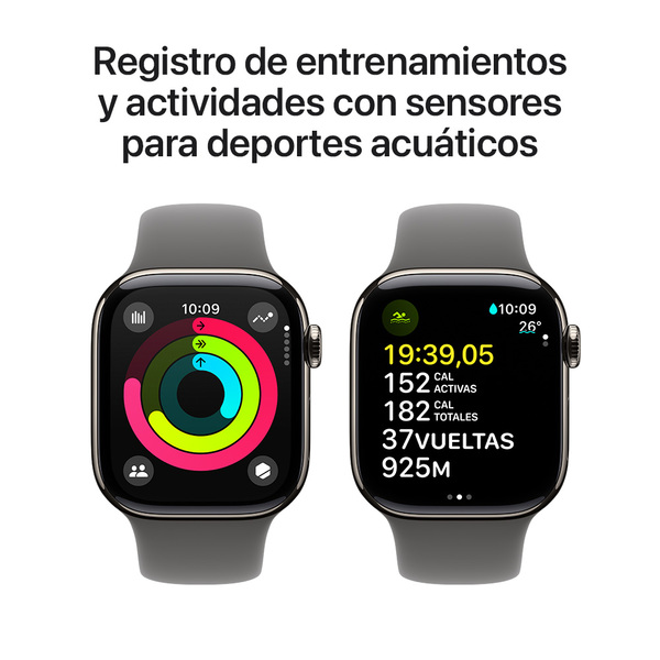 Apple watch series 10 42mm lte natural titanium sport band stone gray 4