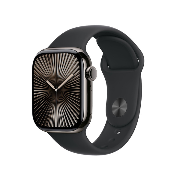 Apple watch series 10 42mm lte slate titanium sport band black 1