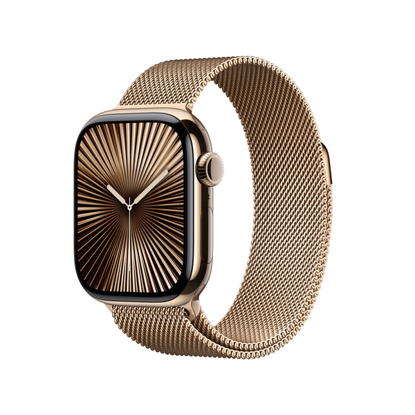 Apple watch series 10 42mm lte gold titanium milanese loop gold 1