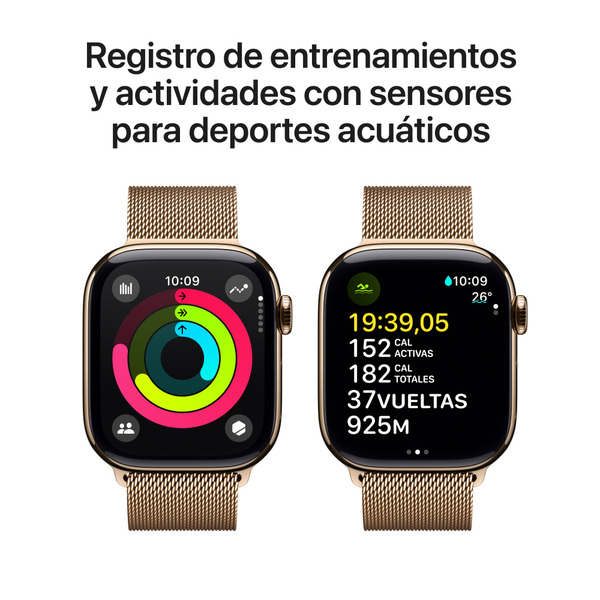 Apple watch series 10 42mm lte gold titanium milanese loop gold 4