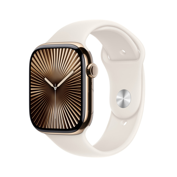 Apple watch series 10 46mm lte gold titanium sport band starlight 1