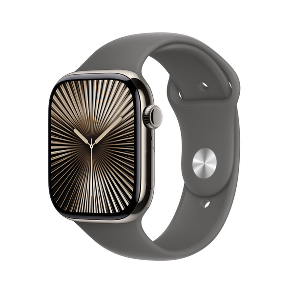Apple watch series 10 46mm lte natural titanium sport band stone gray 1