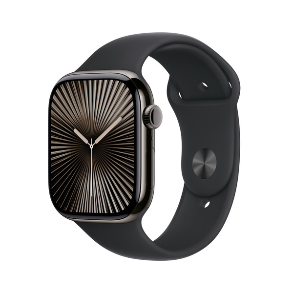 Apple watch series 10 46mm lte slate titanium sport band black 1