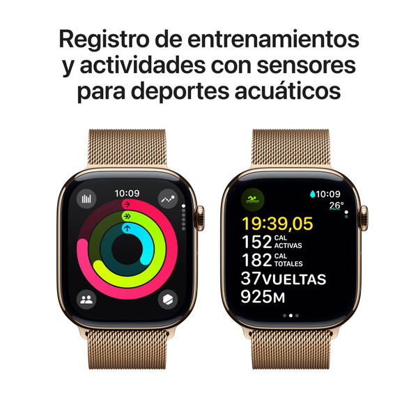 Apple watch series 10 46mm lte gold titanium milanese loop gold 4