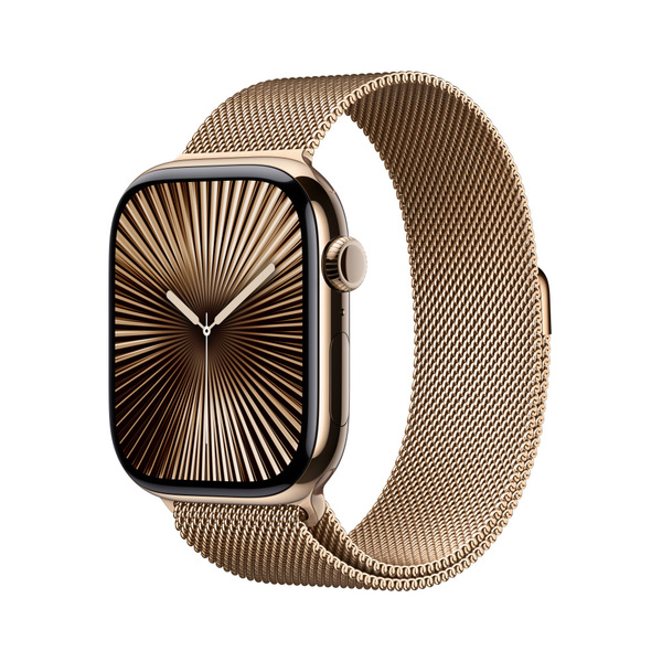 Apple watch series 10 46mm lte gold titanium milanese loop gold 1
