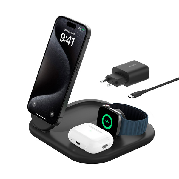 Base de carga plegable 3 en 1 Belkin BoostCharge Pro