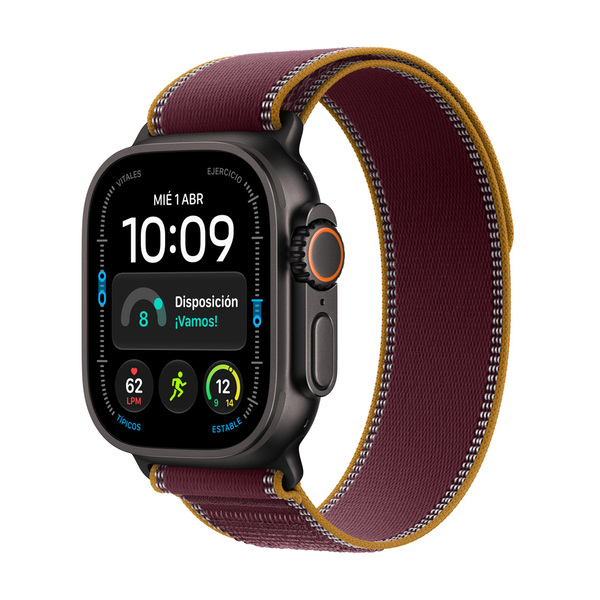 Apple watch ultra 4 49mm gps plus cellular black titanium trail loop burgundy 01