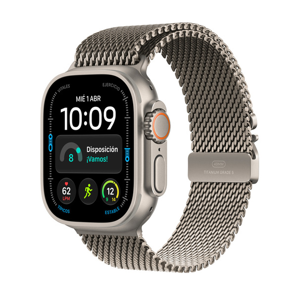 Apple watch ultra 4 49mm gps plus cellular natural titanium milanese loop natural 01