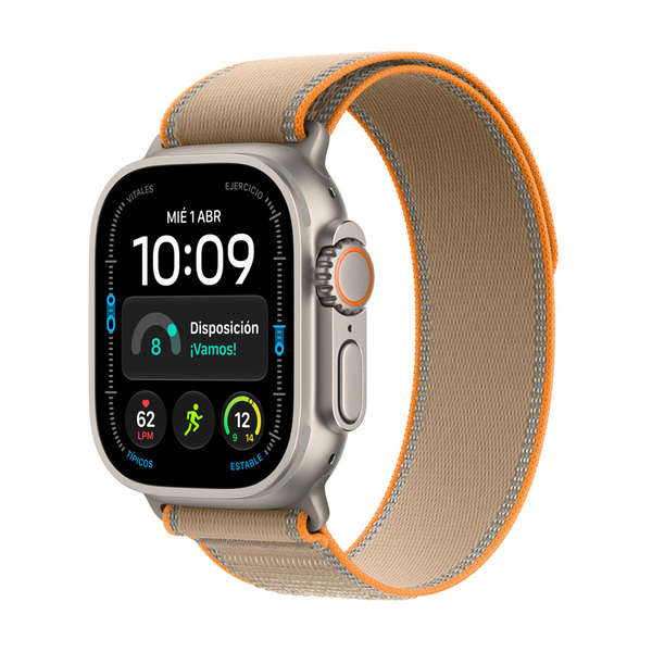 Apple watch ultra 4 49mm gps plus cellular natural titanium trail loop sand 01